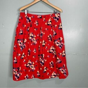 Boden Lola Floral Midi Pleated Red Colorful Skirt T0098 Sz 16